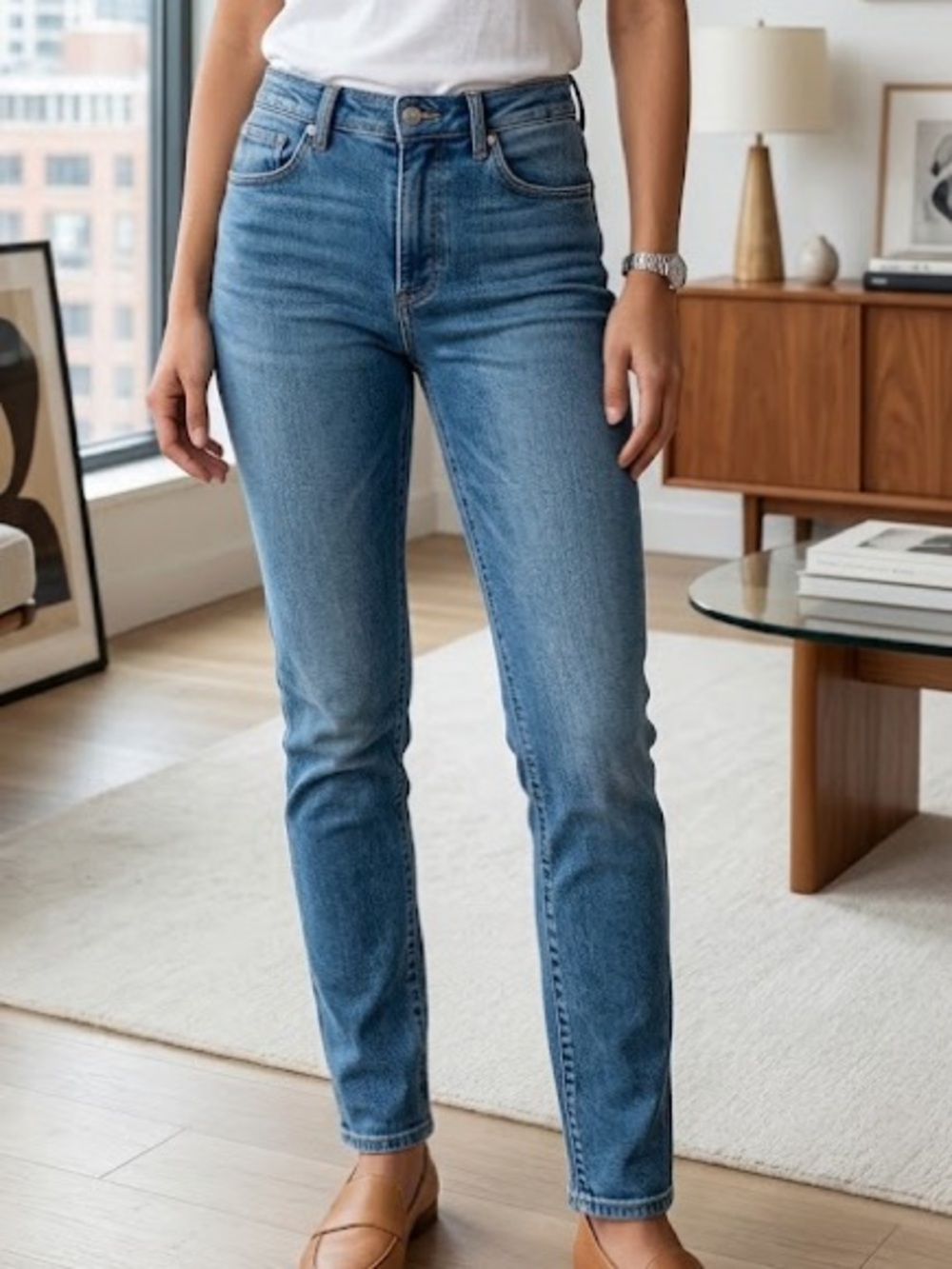 Vintage Divided Y2K Classic Blue Women's Straight Skinny Stretch Jeans 8 30”x28”
